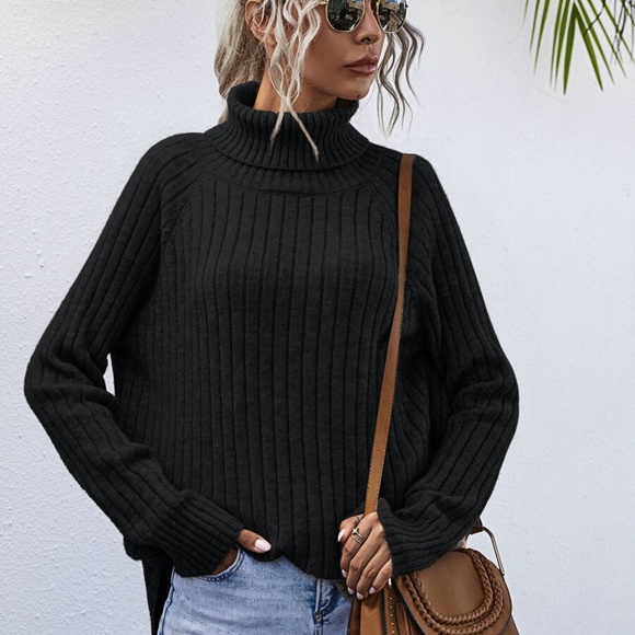 Rust brown Turtleneck Oversized loose fit sweater - Picture 2 of 15